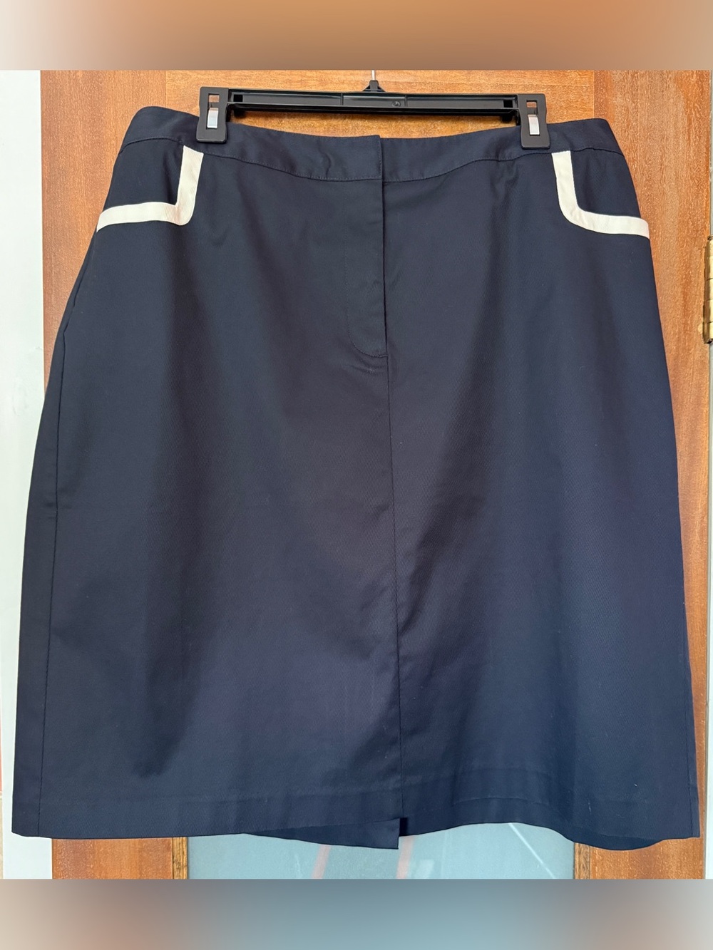 Talbots Woman Plus Navy White Trim Golf Sport Cotton Spandex Stretch Skirt 16W